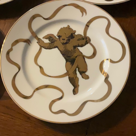 Vintage Neiman Marcus Gold Gilded Cherub Salad Plates - Picture 4 of 5
